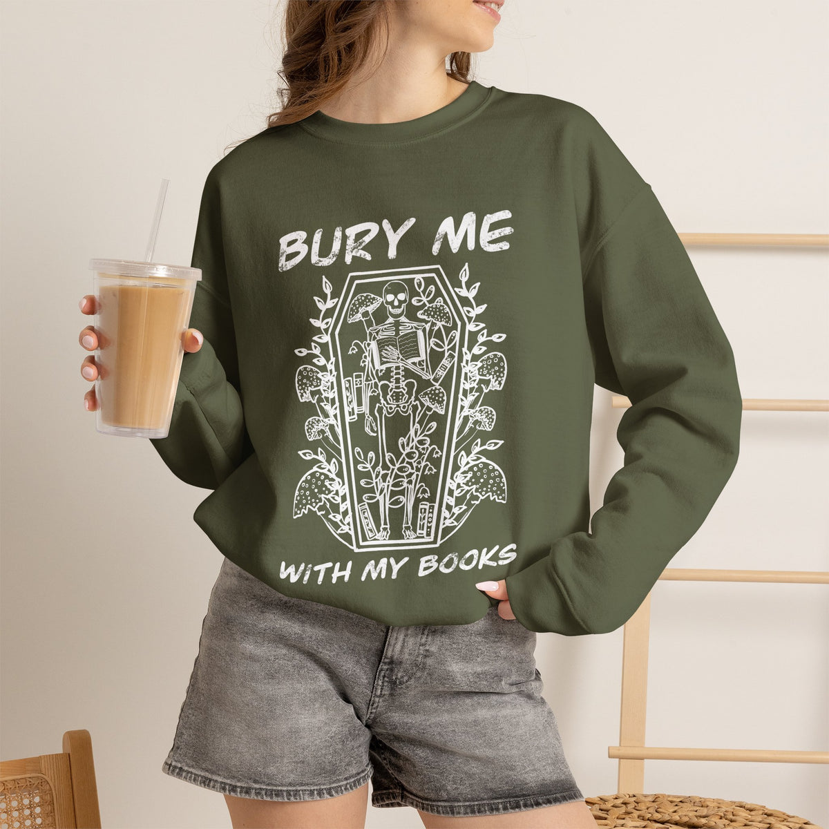 Bury Me With My Books Crewneck Sweatshirt (Gildan brand)