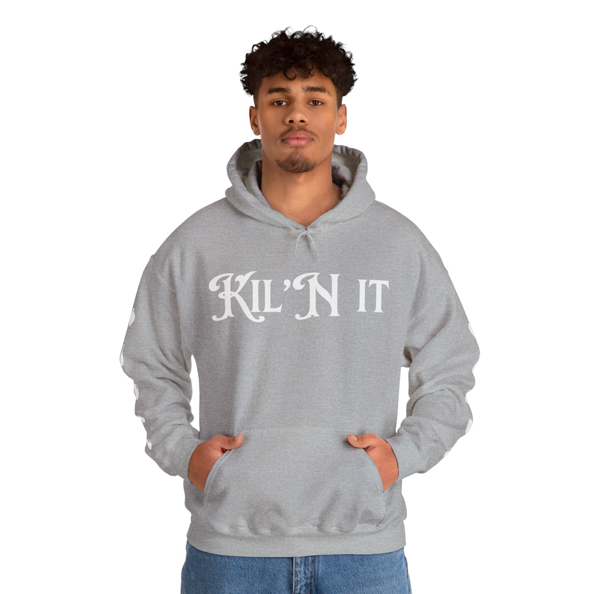 KIL'N IT Hoodie for Ceramic Artists with Sleeve Designs (Gildan Brand)